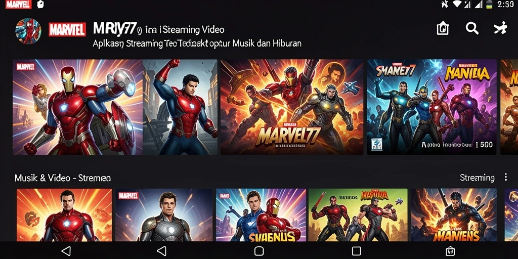Antarmuka aplikasi MARVEL77 yang intuitif untuk menikmati Streaming Video.