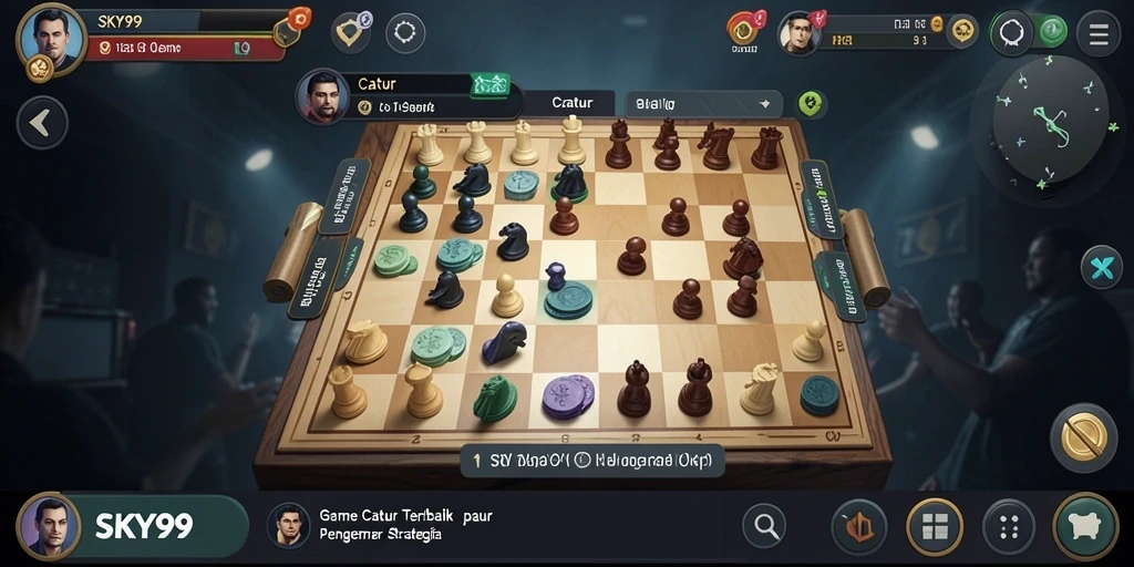 Tampilan antarmuka permainan Catur yang interaktif dan modern.