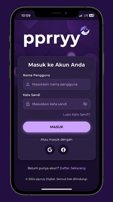 Tampilan halaman login pprryy